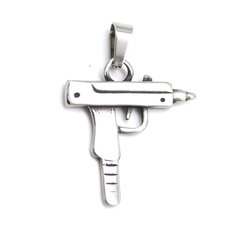 1204 0 Dije Acero Inoxidable Plateado Arma Pistola Uzi Supreme