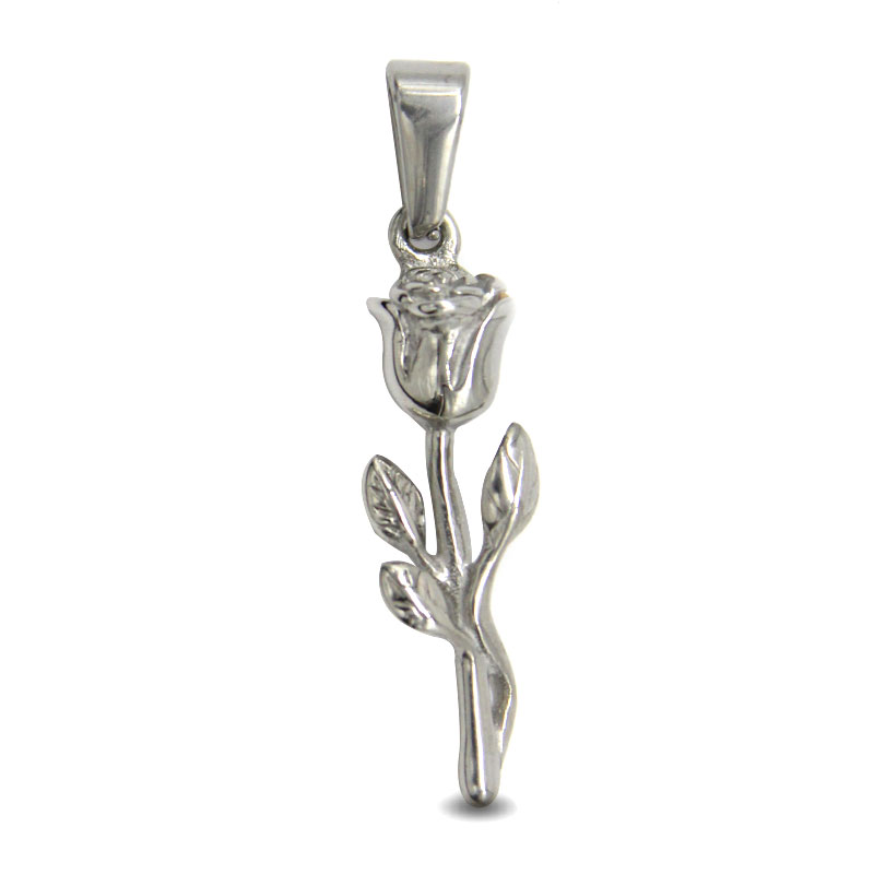 1217 Dije Acero Inoxidable Plateado Flor Rosa Jardin