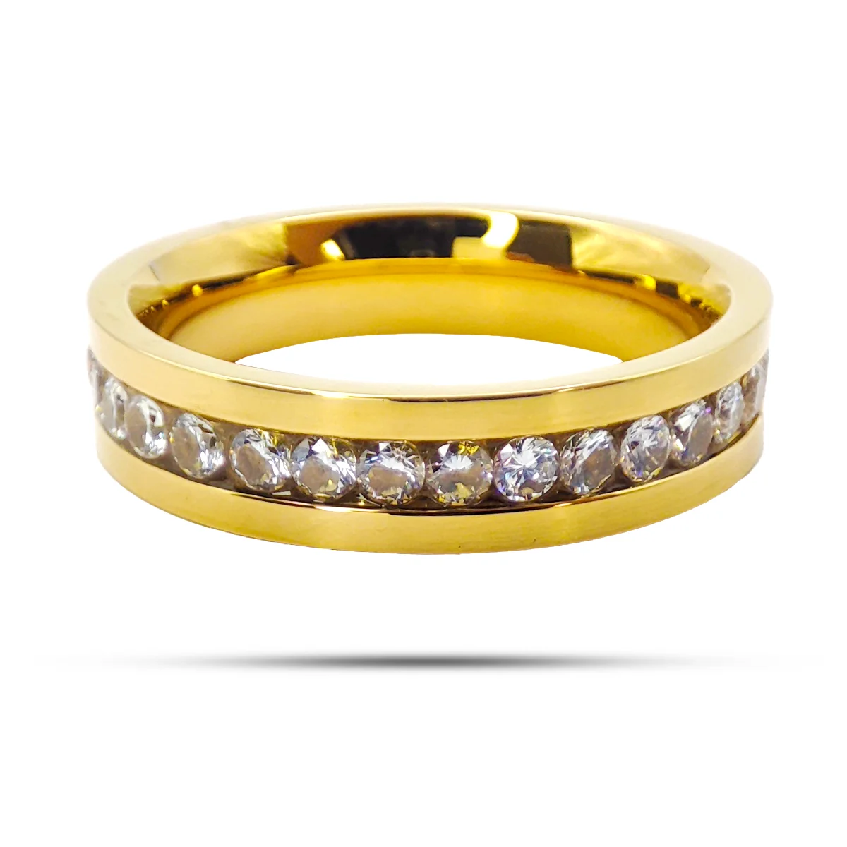 Anillo Acero Dorado Argolla Estilo Churumbela Biselada 2