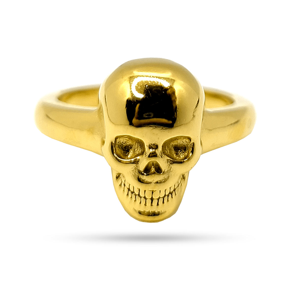 Anillo Acero Dorado Craneo Calavera para Mujer Rock Gold