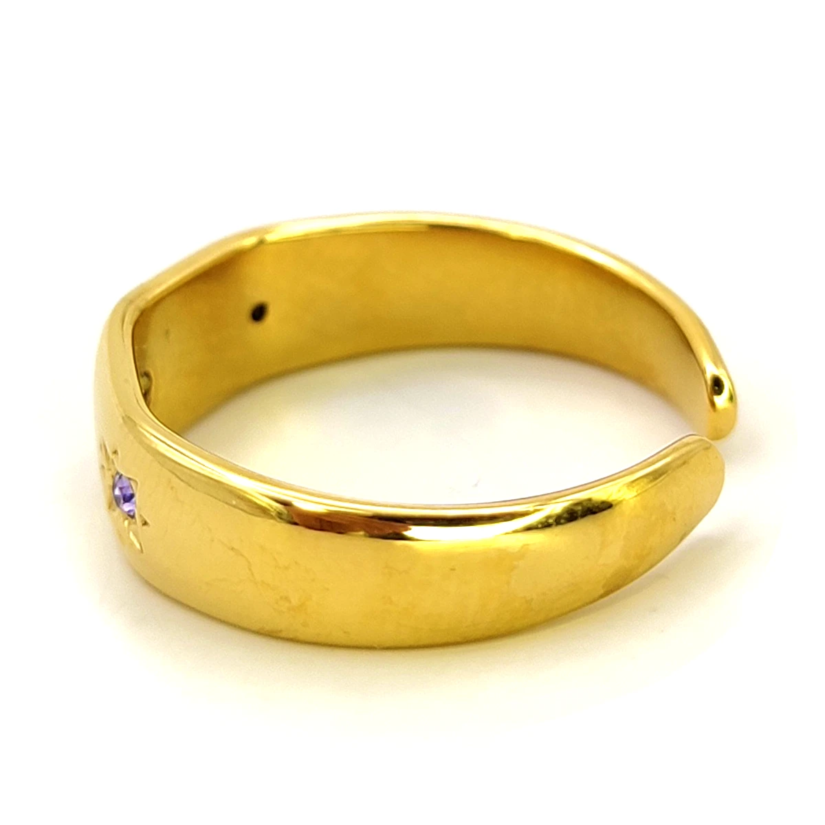 Anillo Acero Dorado Estrellas Cristales Rosas Ajustable 1