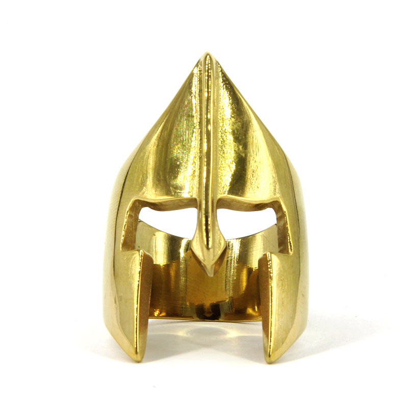 Anillo Acero Dorado Hombre Casco Gladiador Espartano