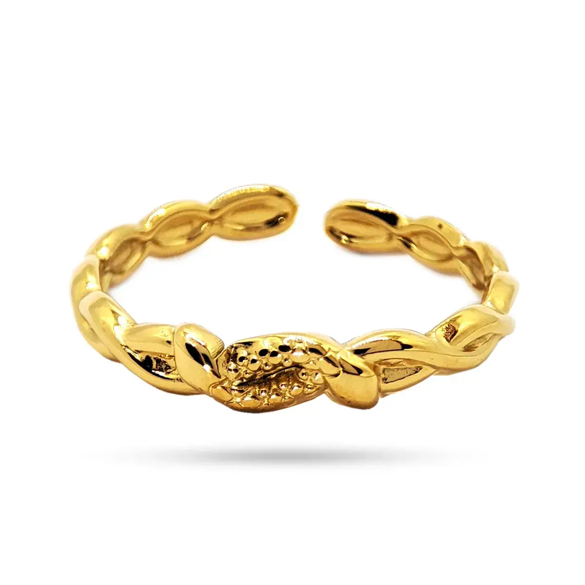 Anillo Acero Dorado Mujer Serpiente Entrelazada Ajustable