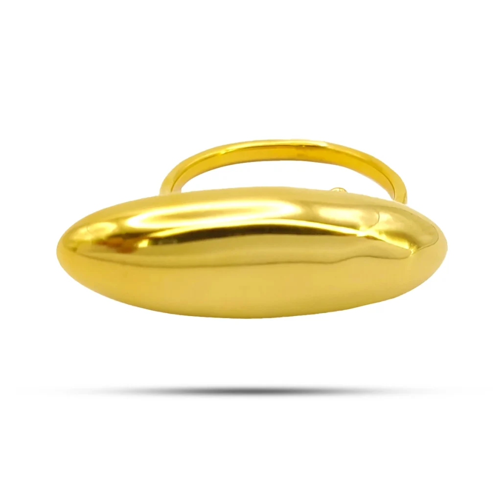 Anillo Acero Dorado Ovalado Liso Chunky Ajustable 1 1