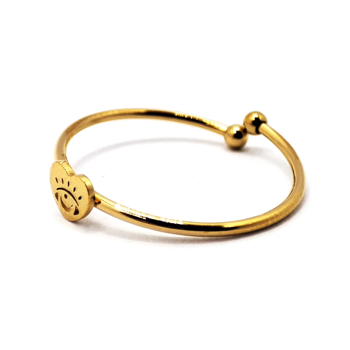 Anillo Acero Dorado Slim Delgado Ojo Corazon Ajustable 2