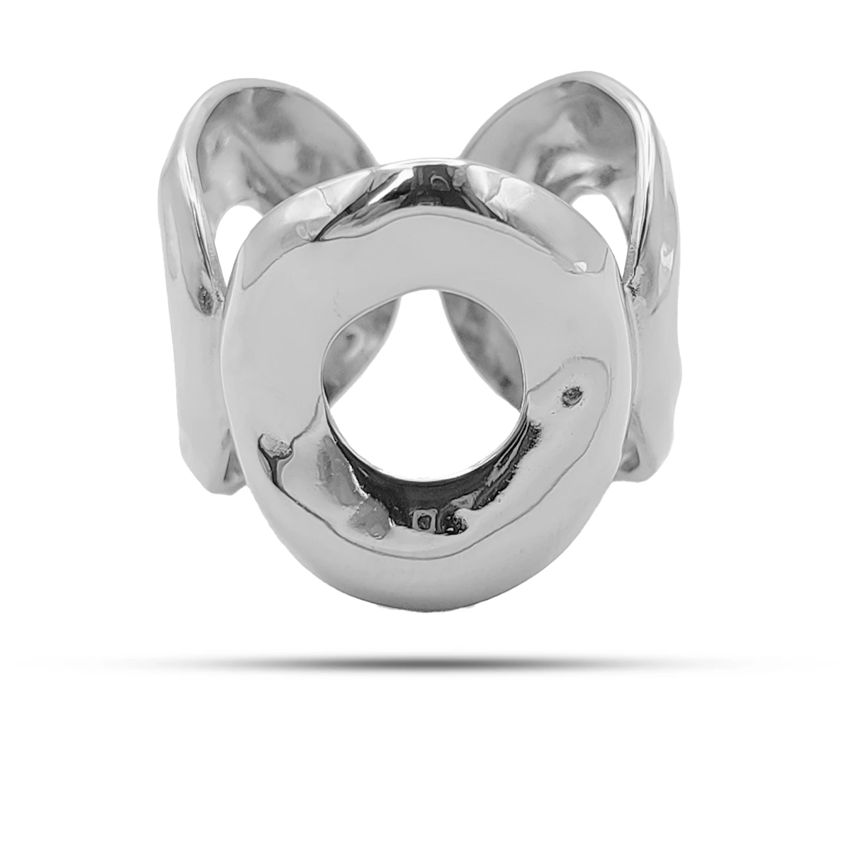 Anillo Acero Inox Circulos Unidos Huecos Chunky Ajustable 4