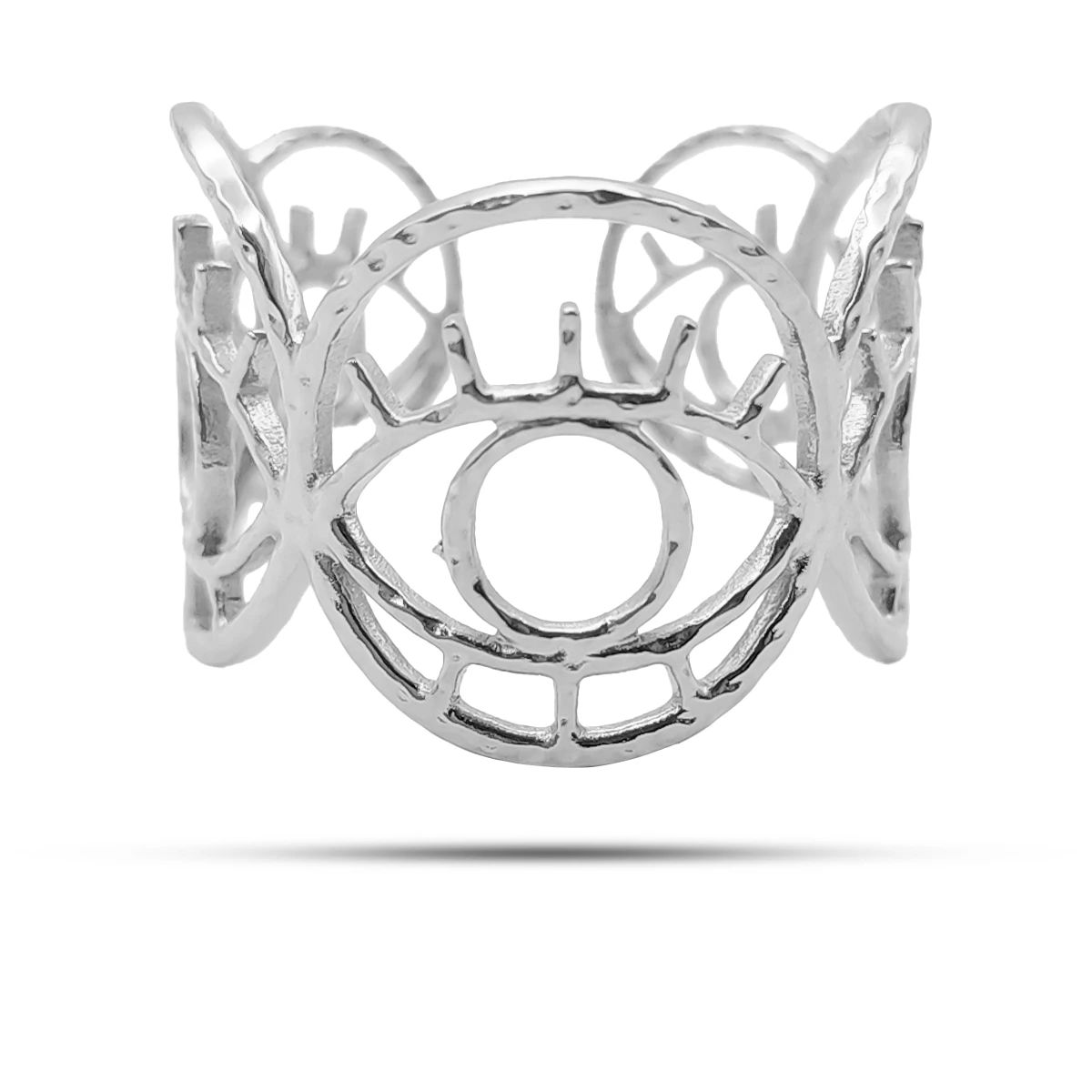 Anillo Acero Inox Contorno Ojo Mistico Circulos Unidos 4
