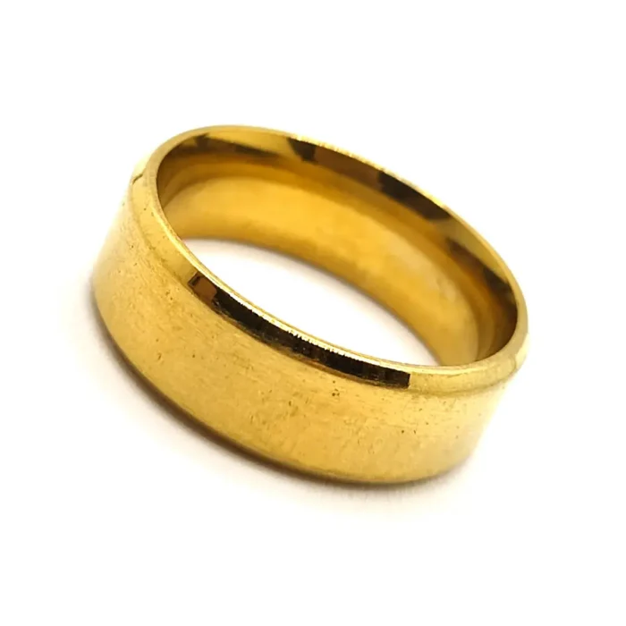 Anillo Acero Inox Dorado Argolla Satinado Biselado 8mm - Joyería y ...