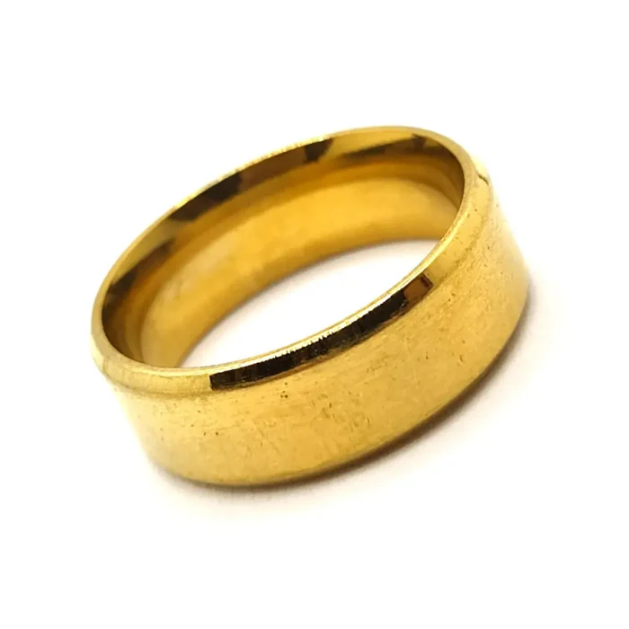 Anillo Acero Inox Dorado Argolla Satinado Biselado 8mm - Joyería y ...