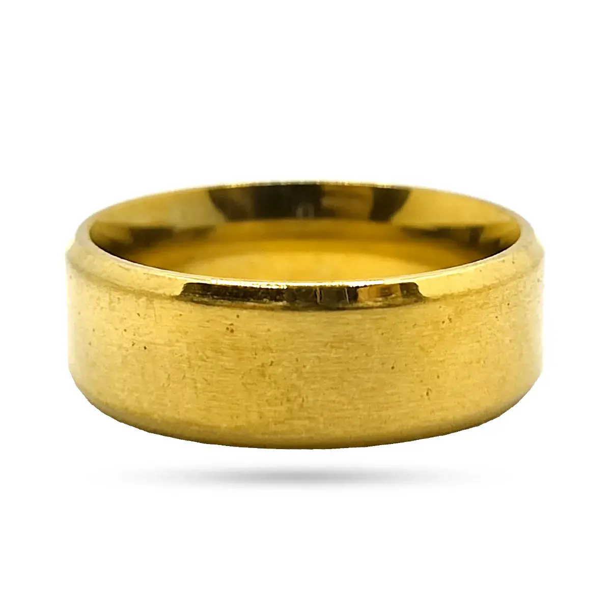 Anillo Acero Inox Dorado Argolla Satinado Biselado 8mm 3