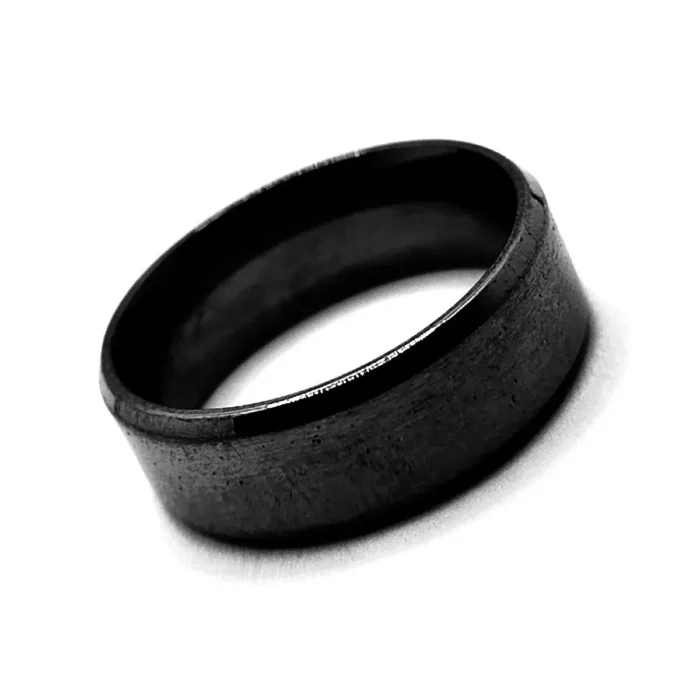 Anillo Acero Inox Negro Argolla Satinado Biselado 8mm - Joyería y ...