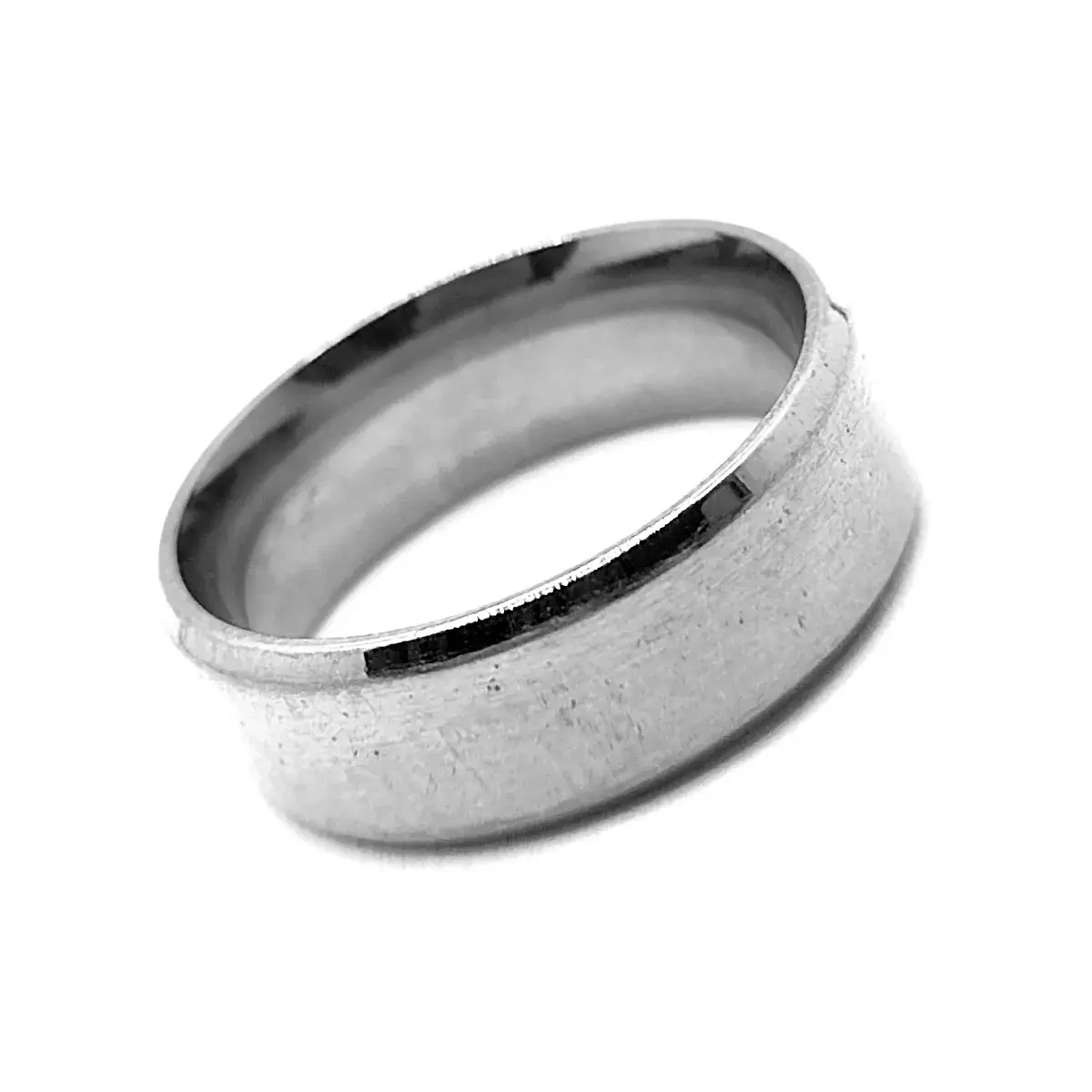 Anillo Acero Inox Plateado Argolla Satinado Biselado 8mm 1