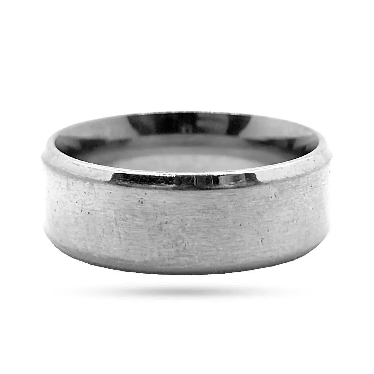 Anillo Acero Inox Plateado Argolla Satinado Biselado 8mm