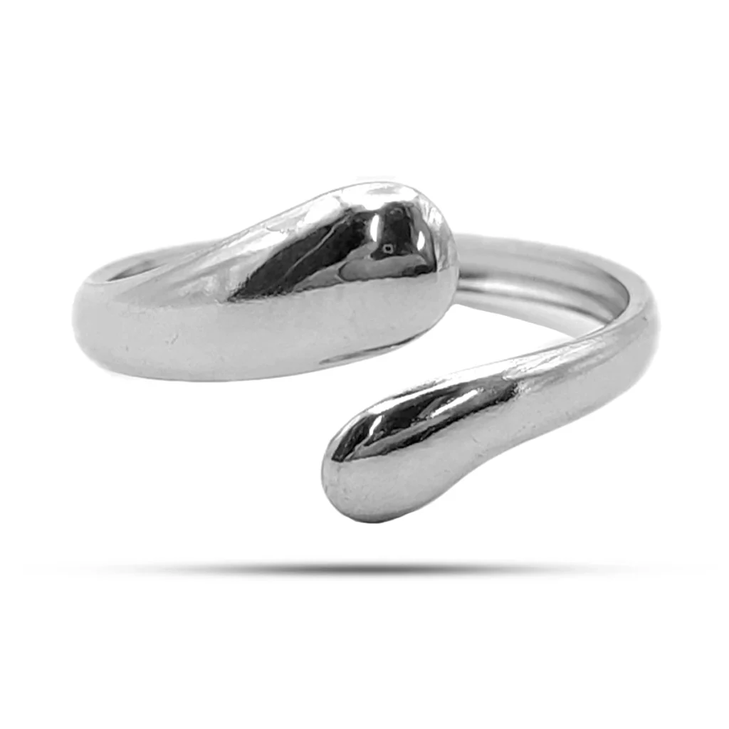 Anillo Acero Inox Plateado Gotas Lisas Dobles Pequenas 2