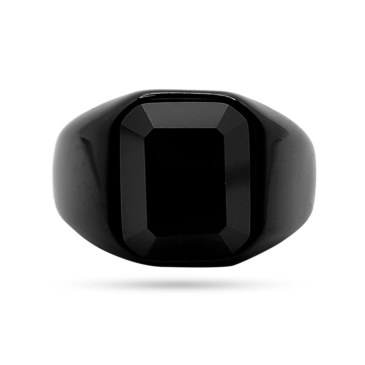 Anillo Acero Inox Zirconia Negro Caballero Elegante Rudo