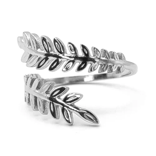 Anillo-Acero-Plateado-Ajustable-Doble-Espiga-Hojas-4.webp