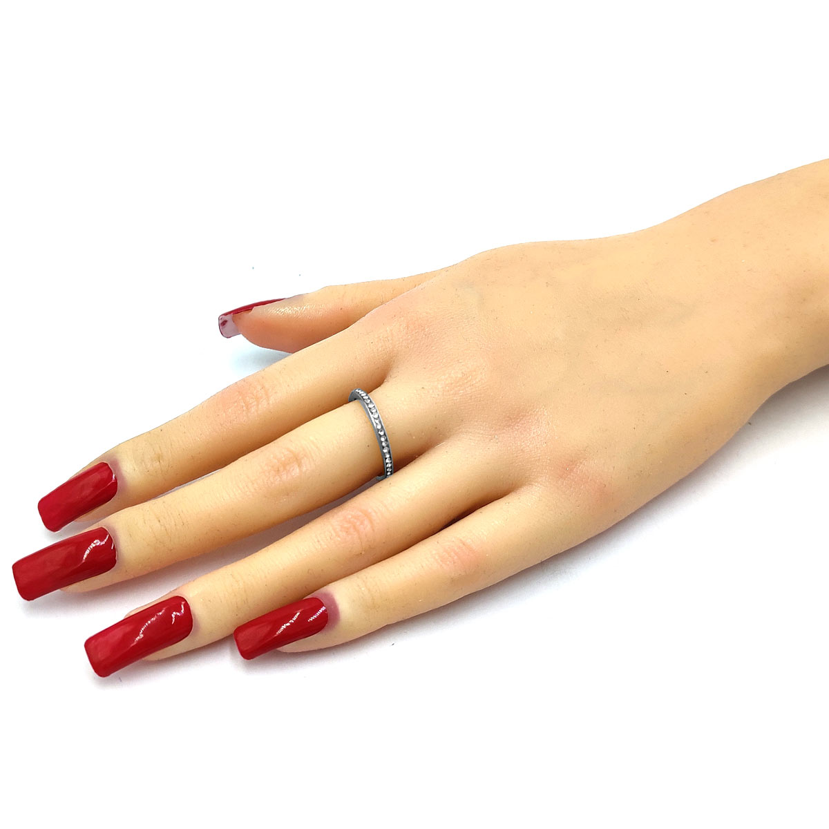 Anillo Acero Plateado Churumbela Cristales Brillantes 2