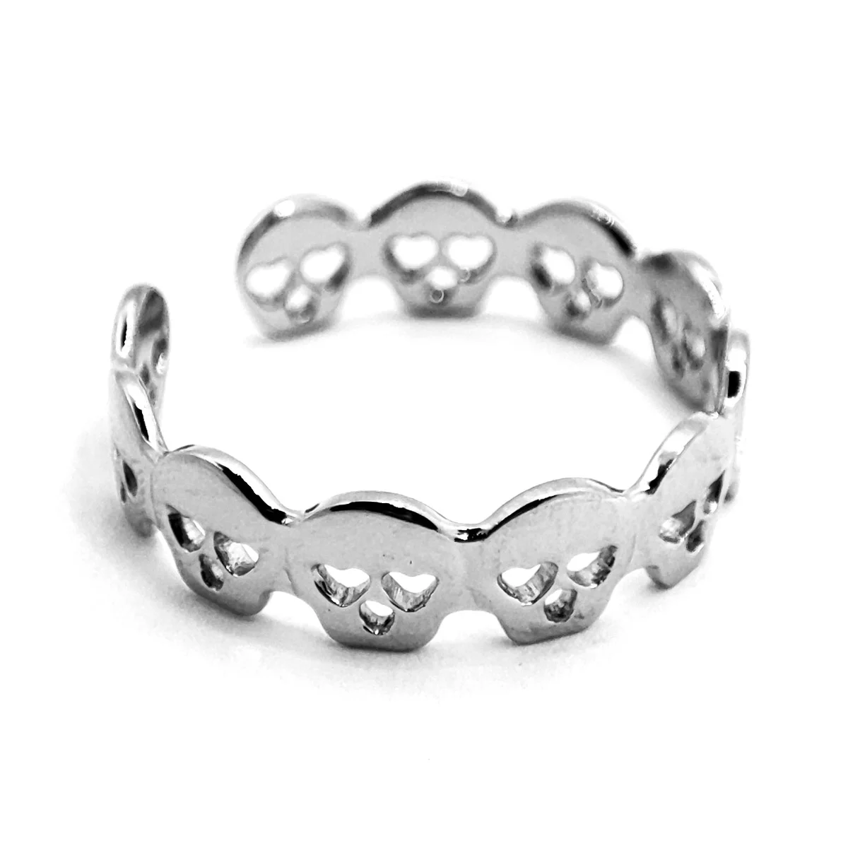 Anillo Acero Plateado Craneo Calaveras 5mm Ajustable 2