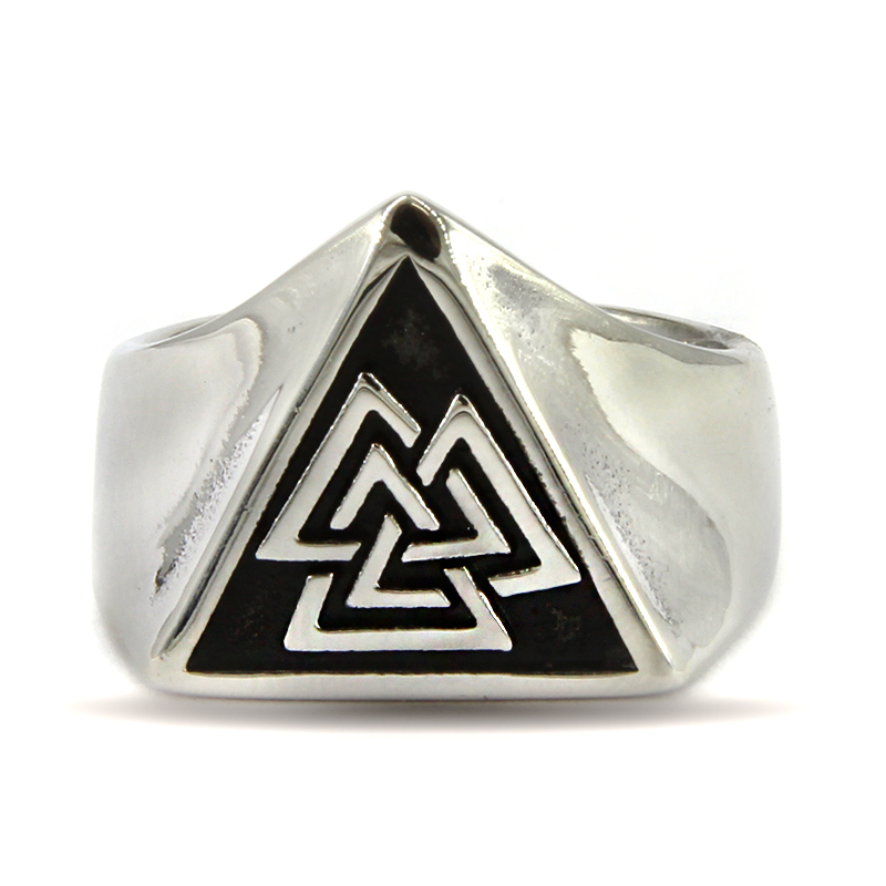 Anillo Acero Plateado Hombre Valknut Nudo de Odin Vintage