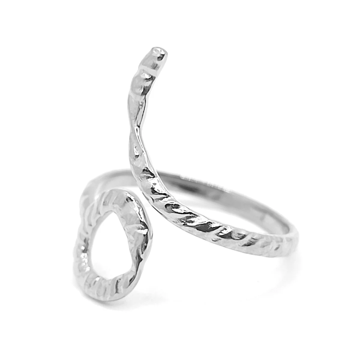 Anillo Acero Plateado Slim Delgado Martillado Ajustable 5 Anillo Acero Plateado Slim Delgado Martillado Ajustable - Image 3