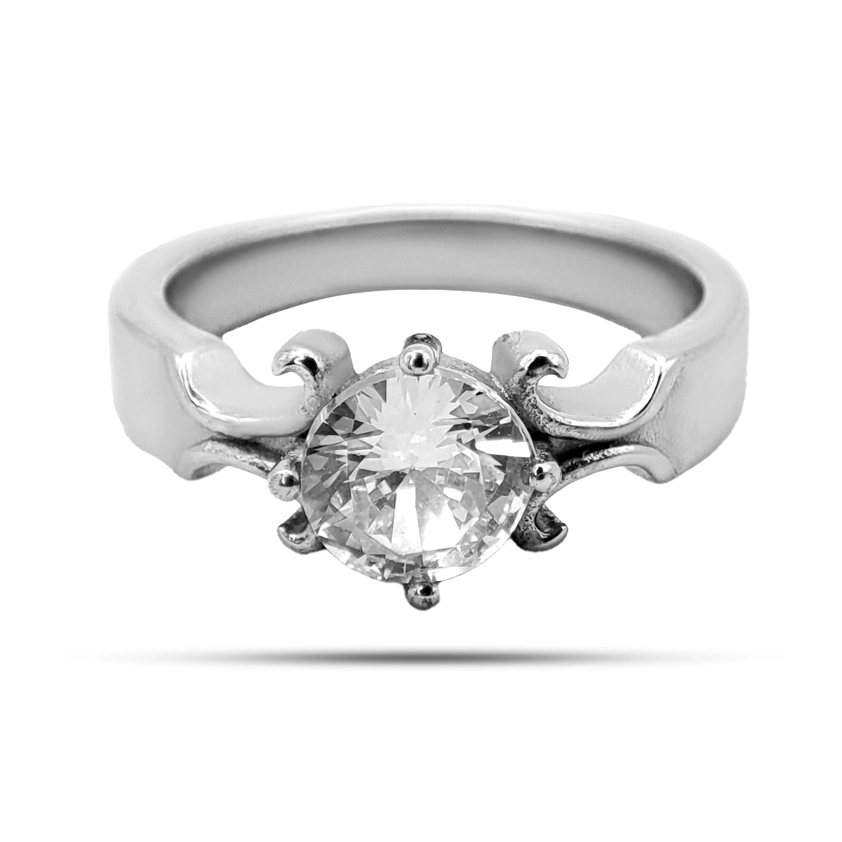 Anillo Acero Plateado Zirconia Enmarcada Compromiso Promesa 5