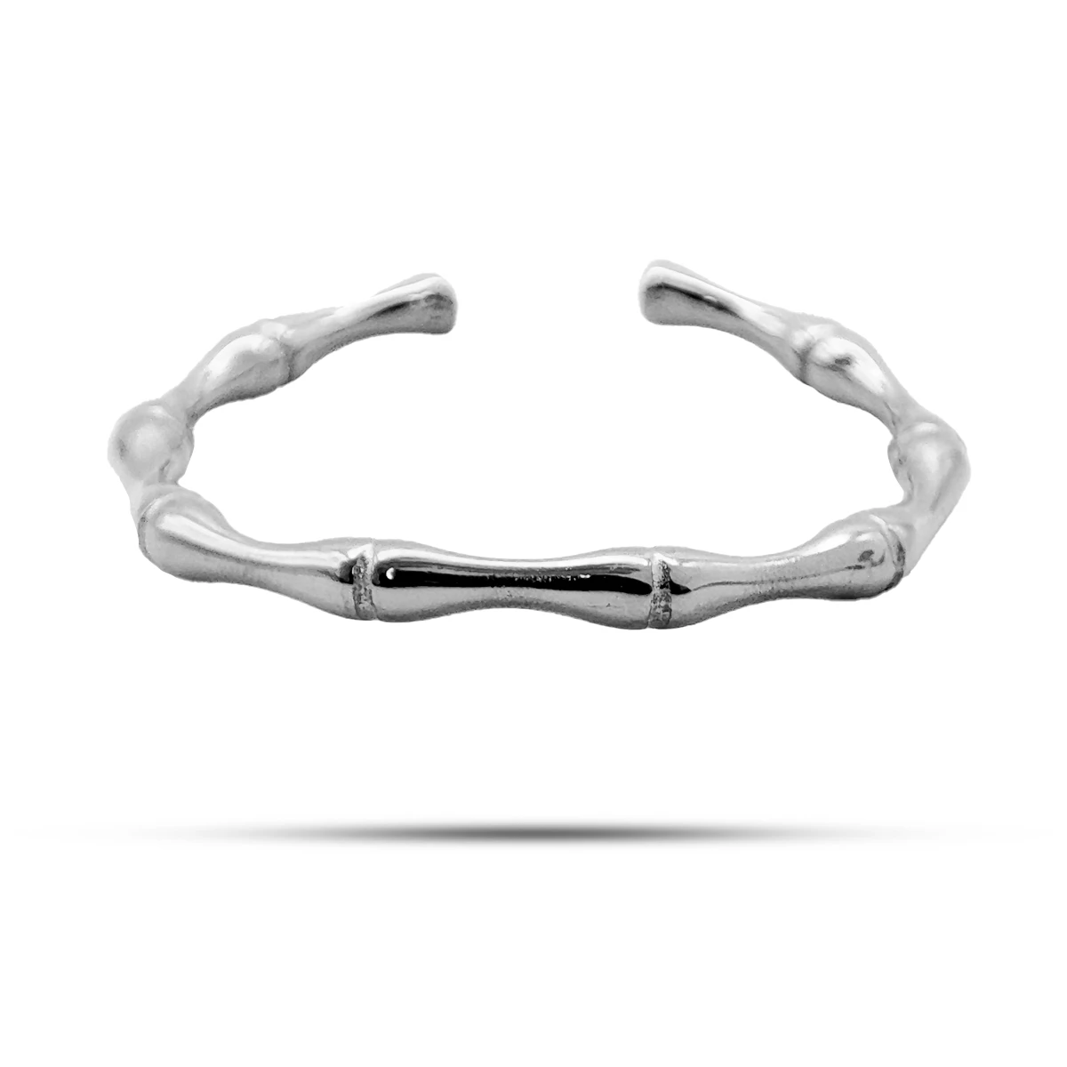 Anillo Acero Tipo Bambu Liso Delgado Sencillo Ajustable 6