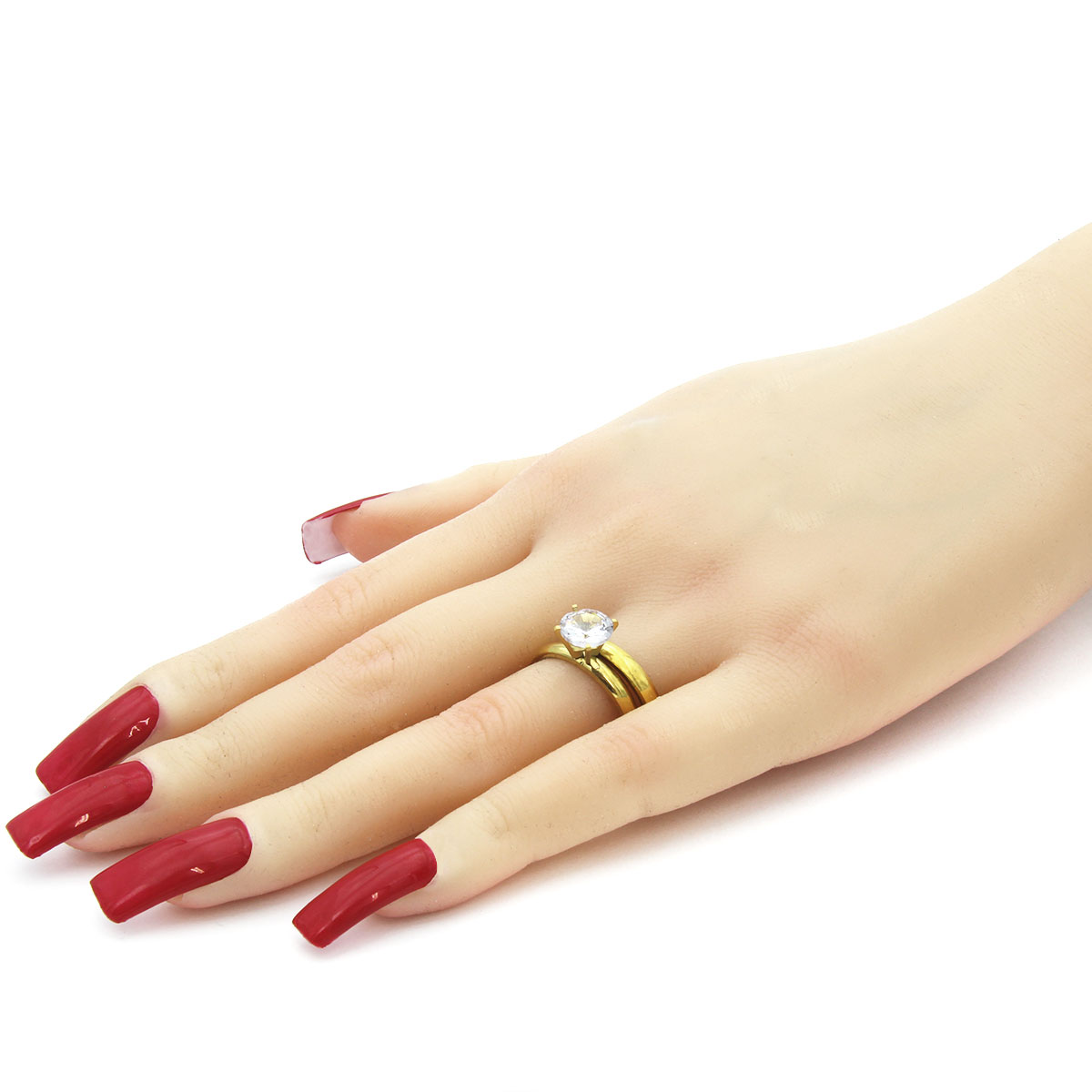 Anillos Acero Dorado Tipo Argolla y Compromiso Classic 6 Anillos Acero Dorado Tipo Argolla y Compromiso Classic - Image 4