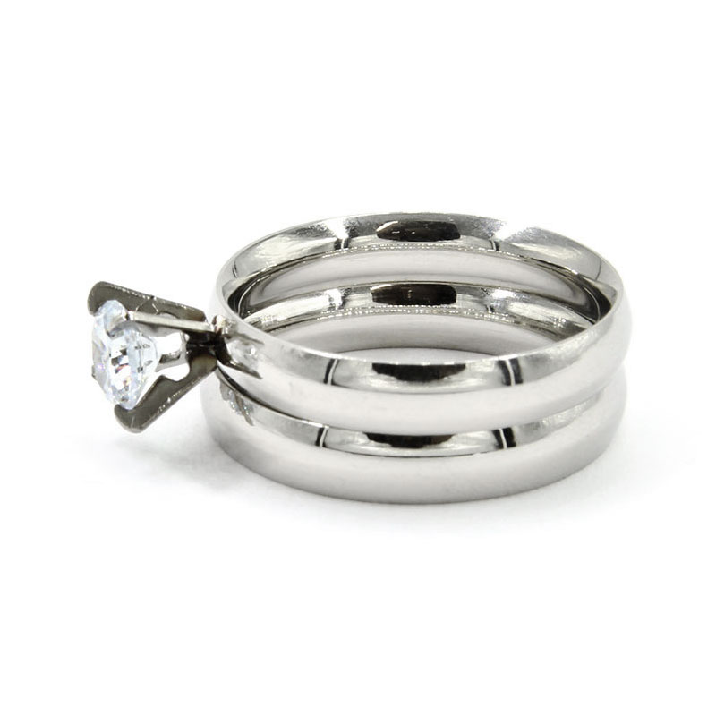 Anillos Acero Inox Tipo Argolla y Compromiso Duo Classic 6 Anillos Acero Inox Tipo Argolla y Compromiso Duo Classic - Image 4