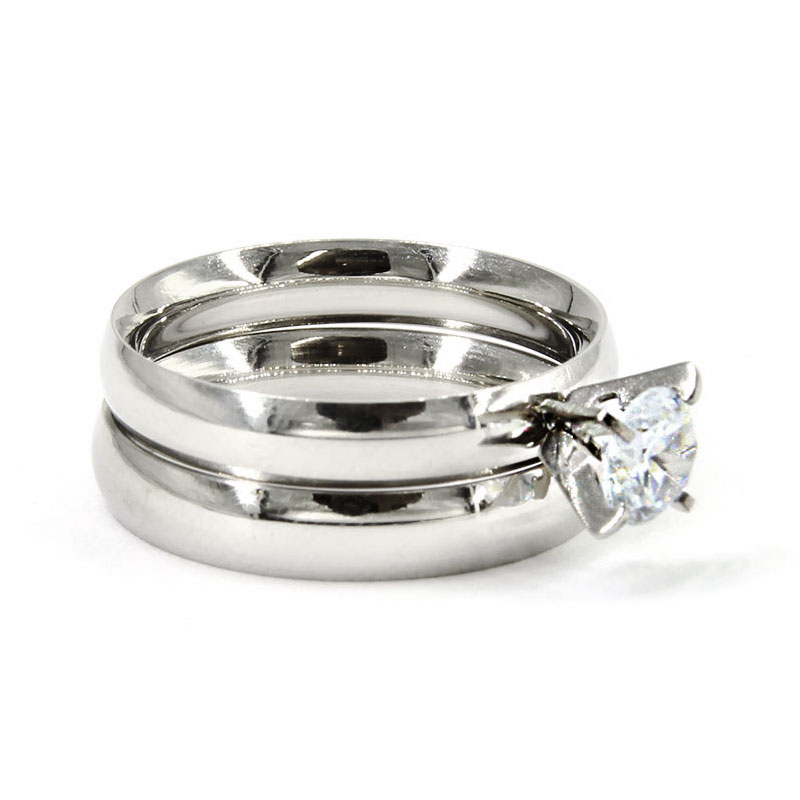 Anillos Acero Inox Tipo Argolla y Compromiso Duo Classic 5 Anillos Acero Inox Tipo Argolla y Compromiso Duo Classic - Image 3