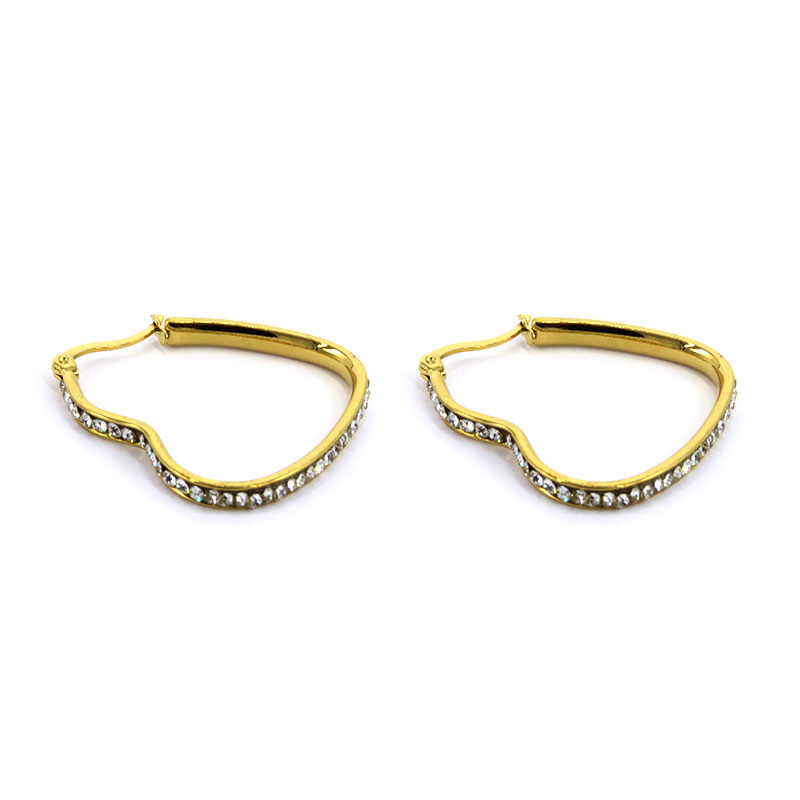 Arete Acero Dorado Arracada Corazon Zirconias 37x45mm 2