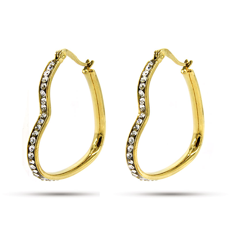 Arete Acero Dorado Arracada Corazon Zirconias