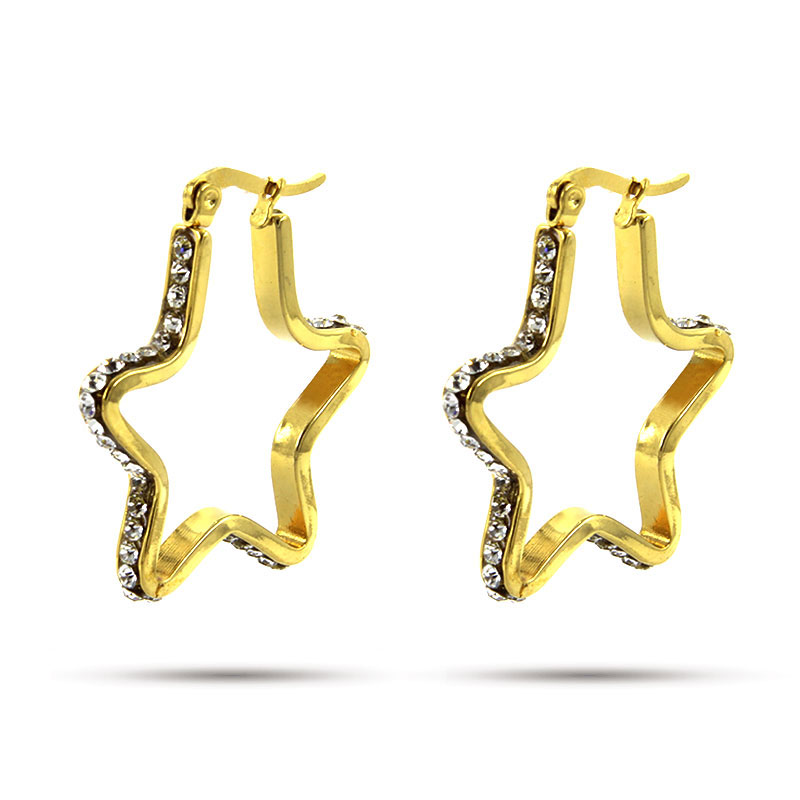 Arete Acero Dorado Arracada Estrella Zirconias