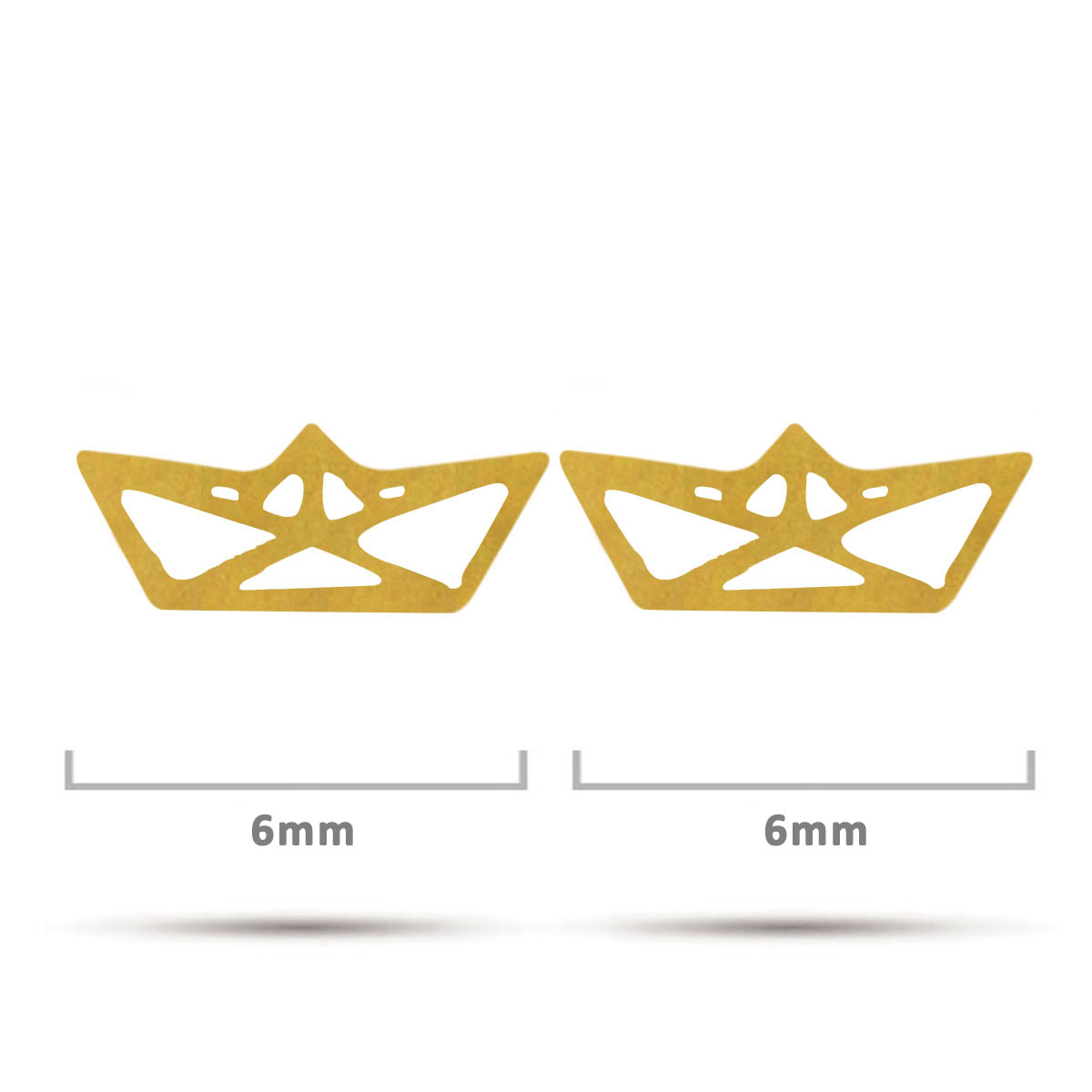 Arete Tipo Broquel Acero Dorado Barco Barquito Papel