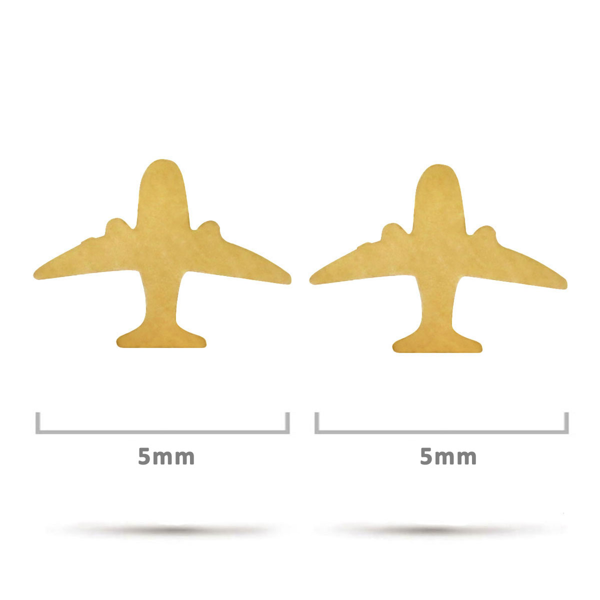 Arete Tipo Broquel Acero Dorado Mini Avion Avioneta Liso