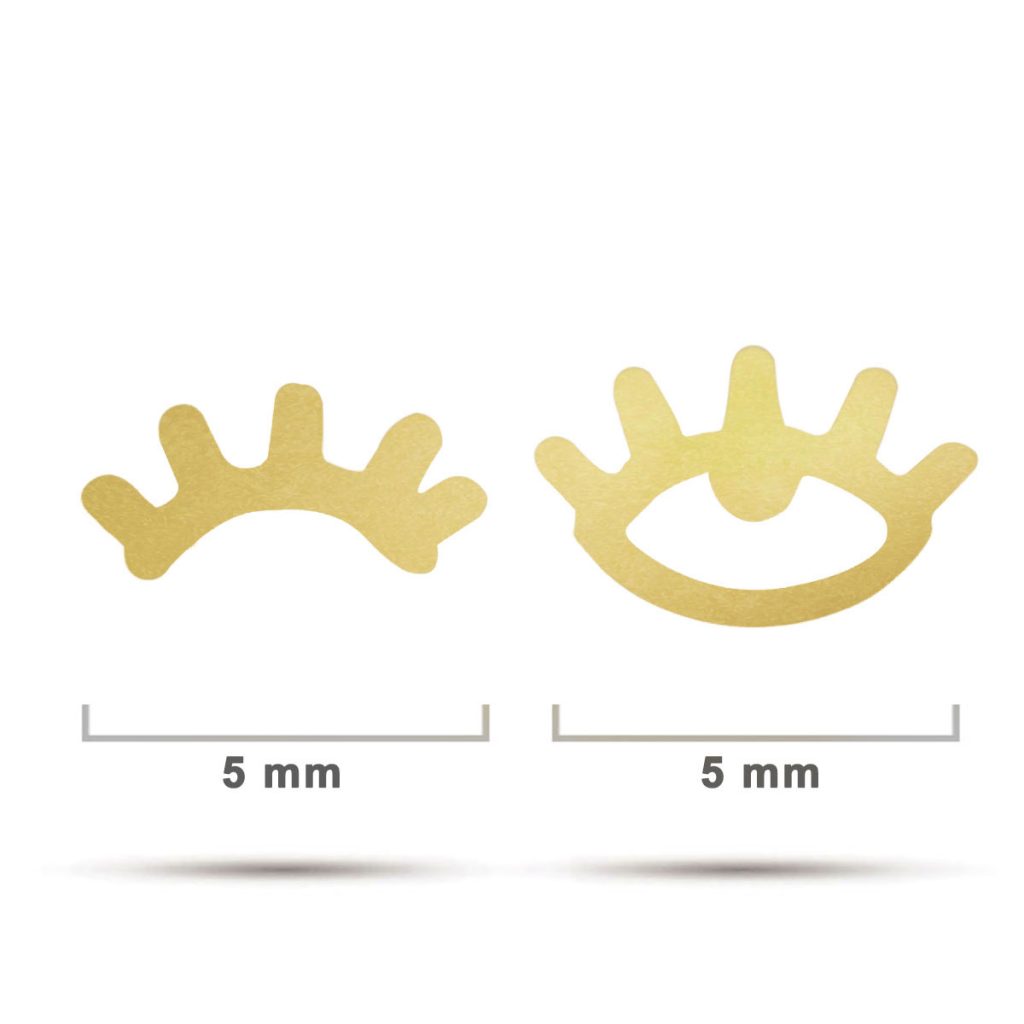 Arete Tipo Broquel Acero Dorado Pequenos Ojos Lisos