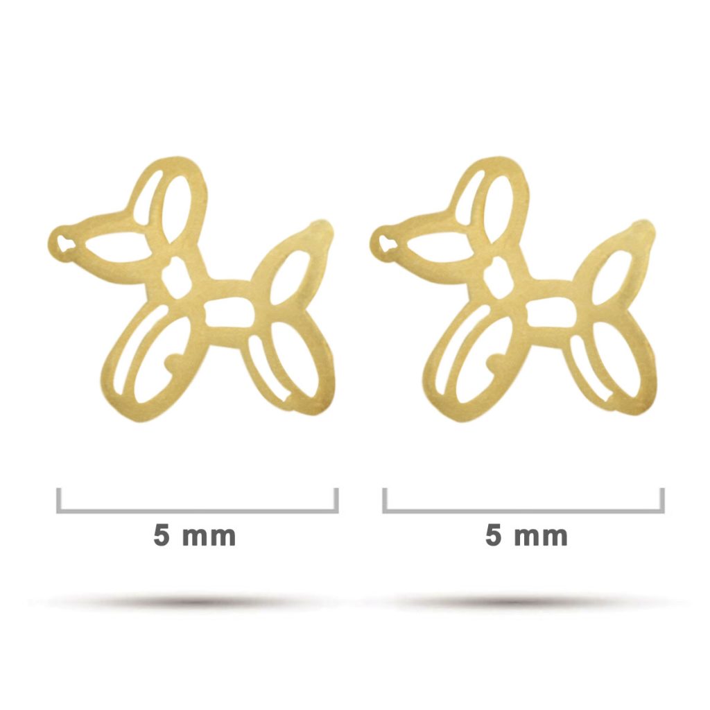 Arete Tipo Broquel Acero Dorado Perro Pequeno Globoflexia