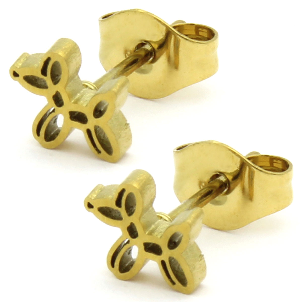 Arete Tipo Broquel Acero Dorado Perro Pequeno Globoflexia 2