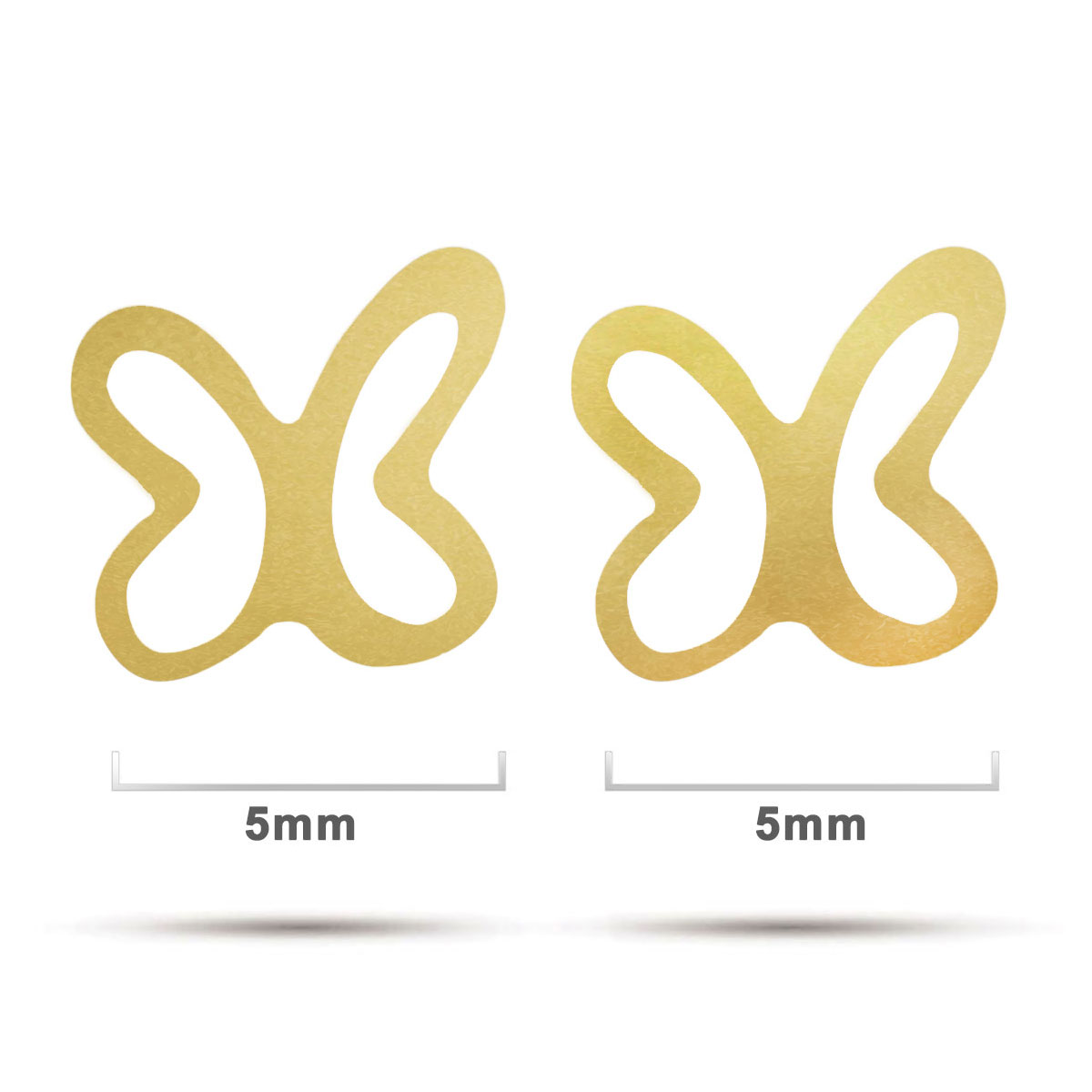 Arete Tipo Broquel Acero Dorado Silueta Mariposa Pequena