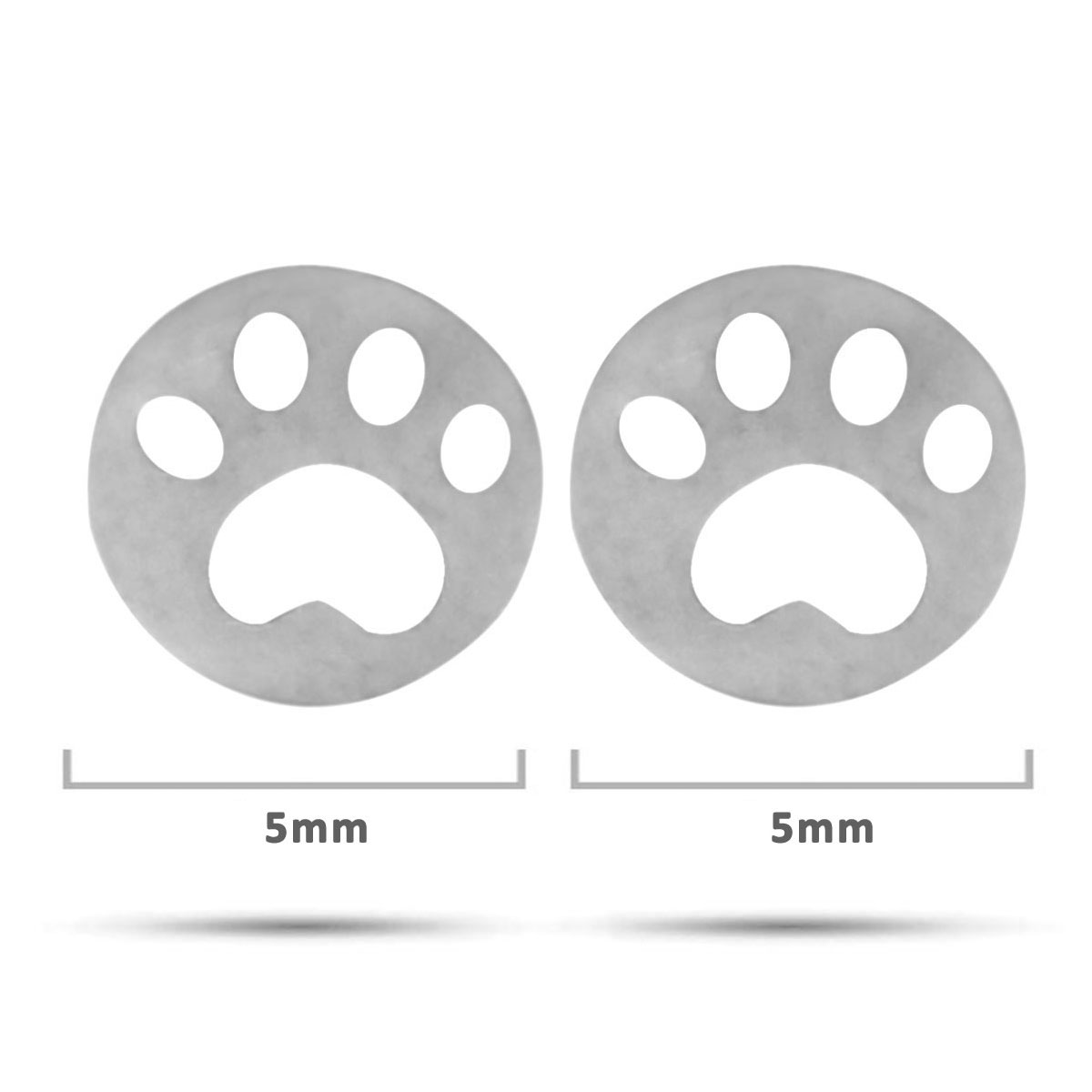 Arete Tipo Broquel Acero Plateado Huella Perro Mascota