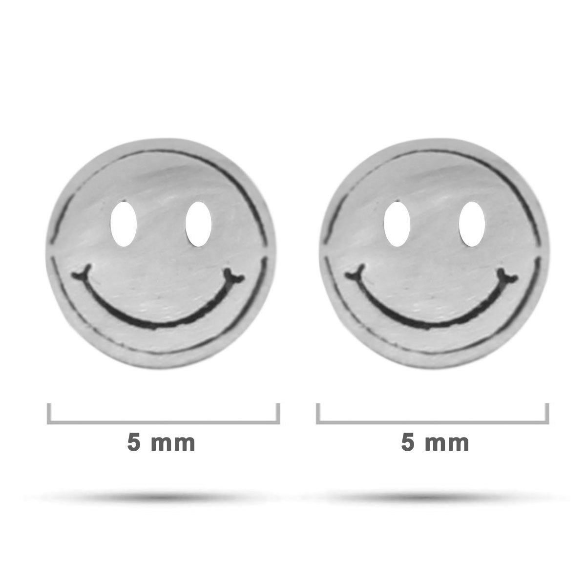 Arete Tipo Broquel Acero Plateado Mini carita Feliz Smile