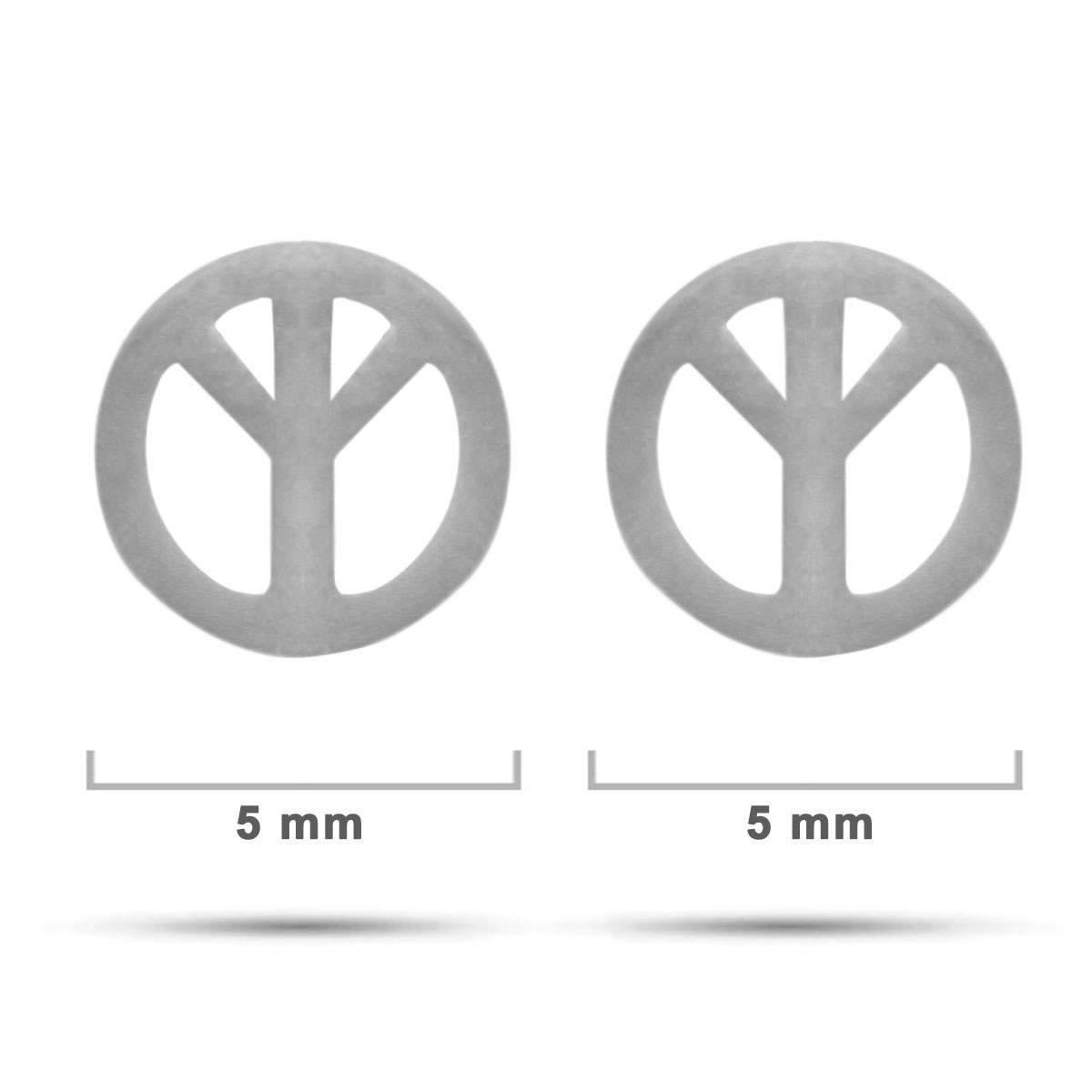 Arete Tipo Broquel Acero Plateado Simbolo Amor y Paz