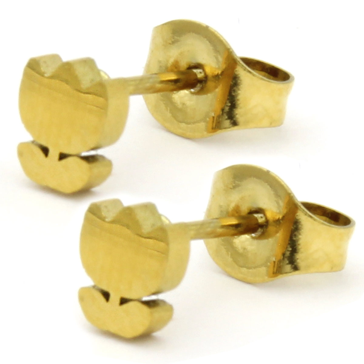 Arete Tipo Broquel Dorado Mini Flor Tulipan Pequeno 2