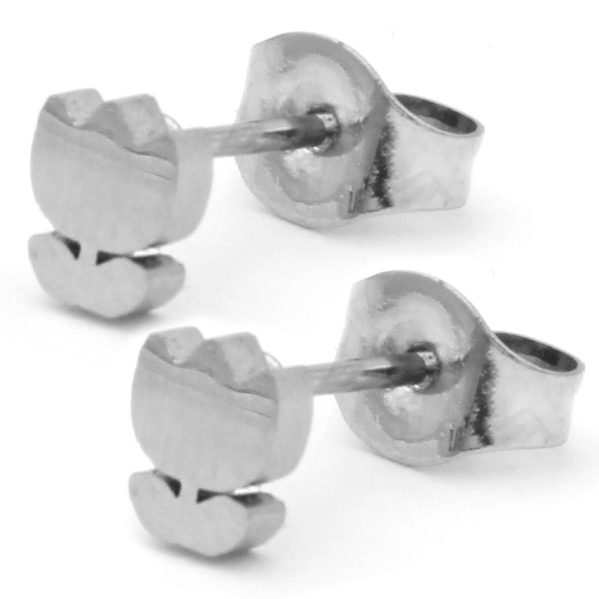 Arete Tipo Broquel Plateado Mini Flor Tulipan Pequeno 2