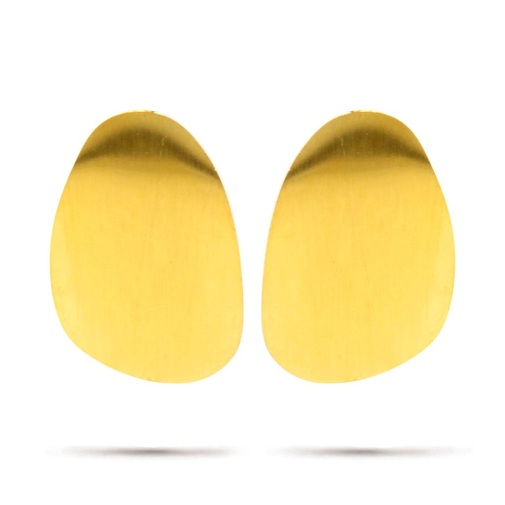 Aretes Acero Cepillado Ovalo Dorado Noche