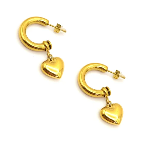 Aretes-Acero-Dorado-Arracadas-Chunky-Charm-Corazon-2.webp
