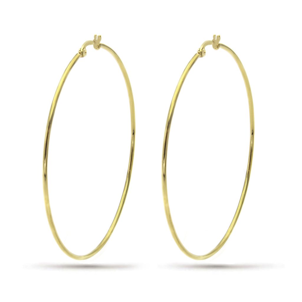 Aretes Acero Dorado Arracadas Lisas Tubular 62 mm