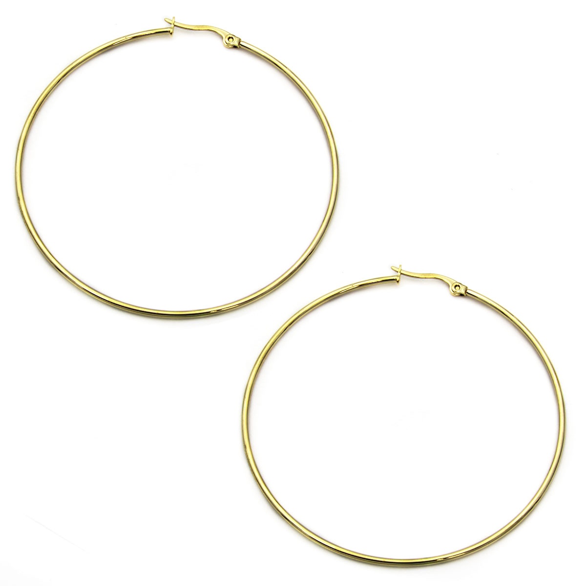 Aretes Acero Dorado Arracadas Lisas Tubular 62 mm 2