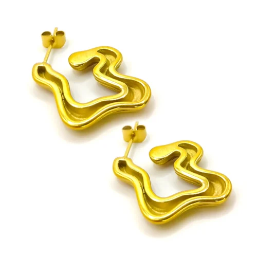 Aretes-Acero-Dorado-Arracadas-Olas-Irregulares-Abstracto-3.webp