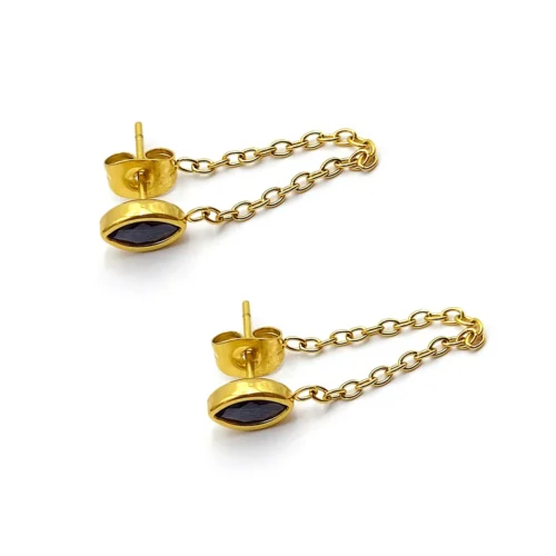 Aretes-Acero-Dorado-Broquel-Marquesa-Negro-con-Cadena-1.webp