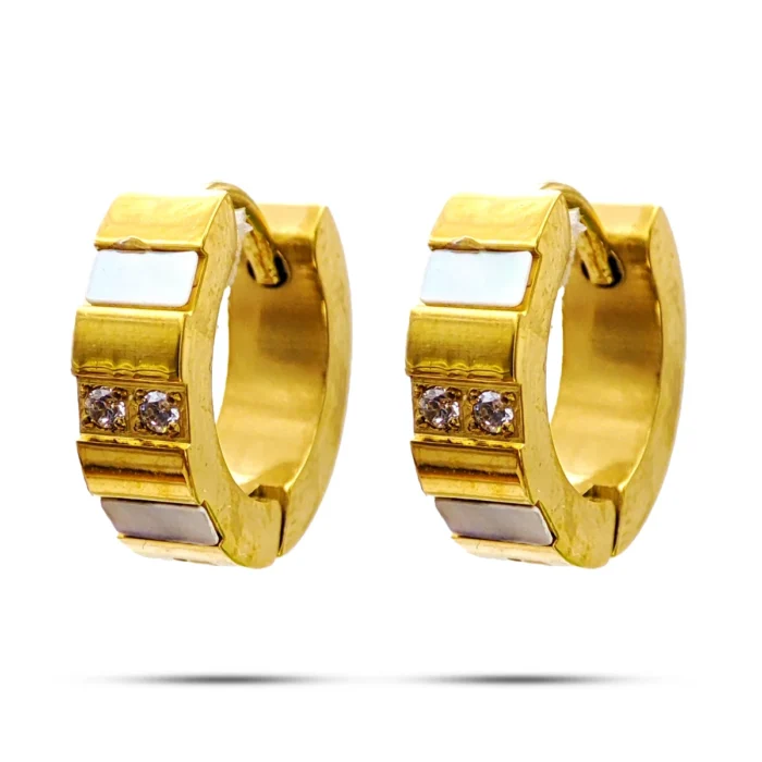 Aretes-Acero-Dorado-Huggies-Bandas-Madre-Perla-Cristales-3.webp